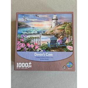Puzzle World Devon's Cove 1000 pc Henry Petersen 2017 Completed Preowned
